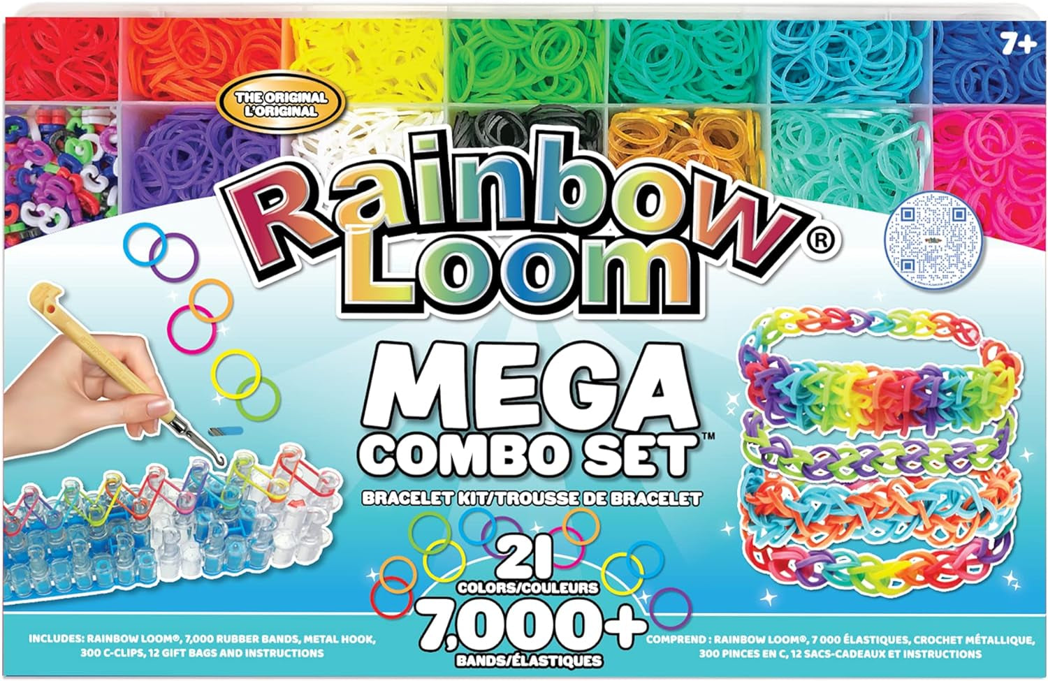 ® MEGA Combo Set, Features 7000+ Colorful Rubber Bands, 2 Step-By-Step Bracelet Instructions, Organizer Case, Great Gift for Kids 7+ to Promote Fine Motor Skills (Packaging May Vary)