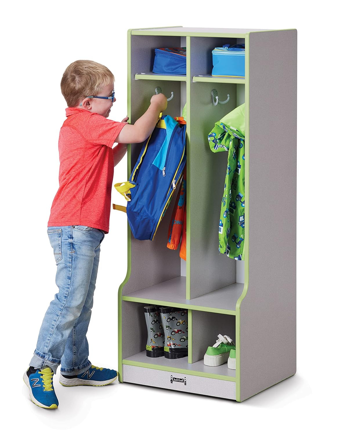Rainbow Accents 4682JCWW130 2 Section Coat Locker with Step - Key Lime Green