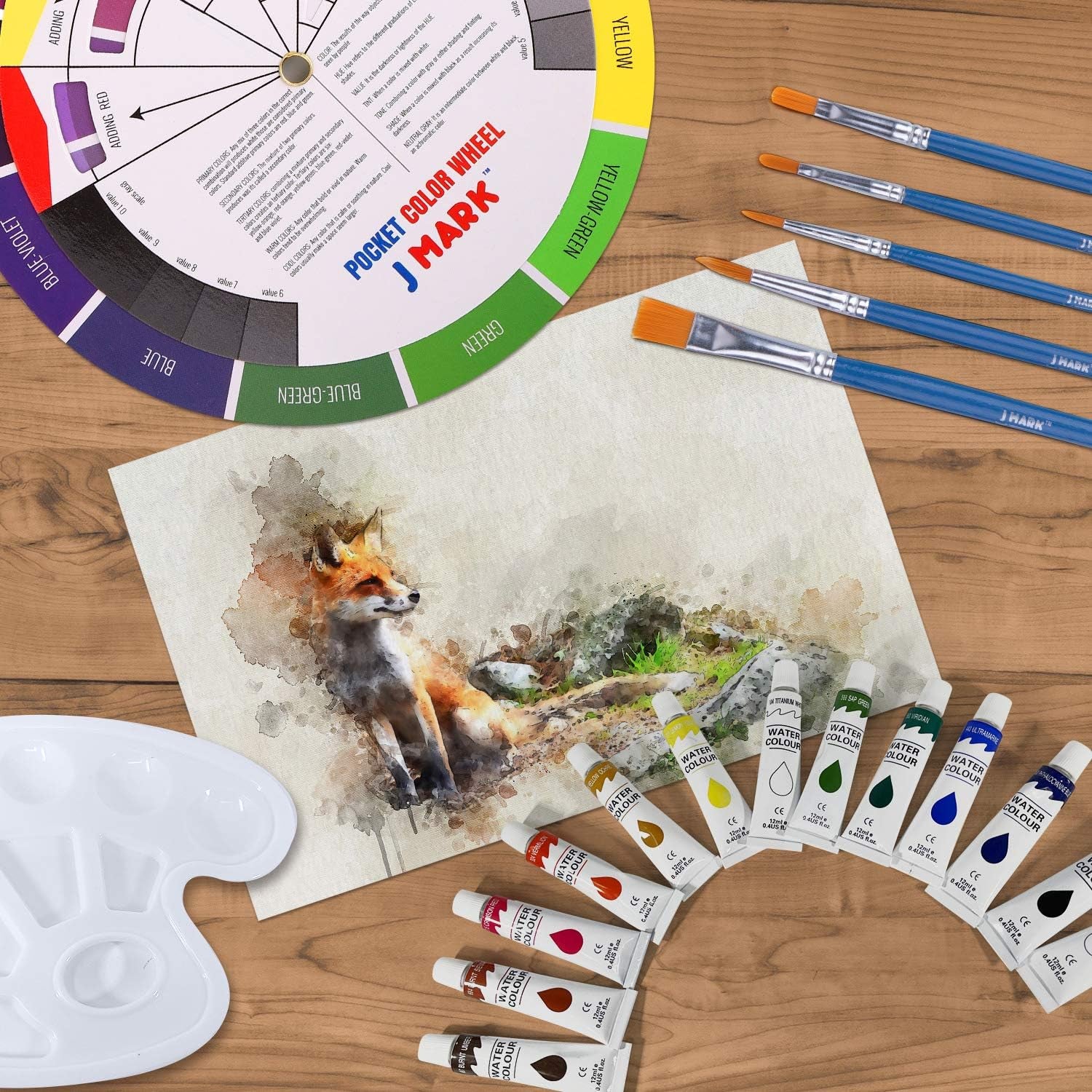 Acrylic & Watercolor Painting Kit – Complete Painting Set with Watercolor Kit, Acrylic & Watercolor Paint Tubes, Wood Easel, Watercolor Paper, Canvas Painting Kit & More