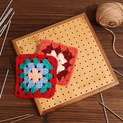 7.8" Crochet Blocking Board with 20 Pins/Pegs, Blocking Board for Crocheting Knitting, Bamboo Granny Square Blocking Boards for Crochet Projects, Wooden Crocheting Accessories Gifts for Crocheters