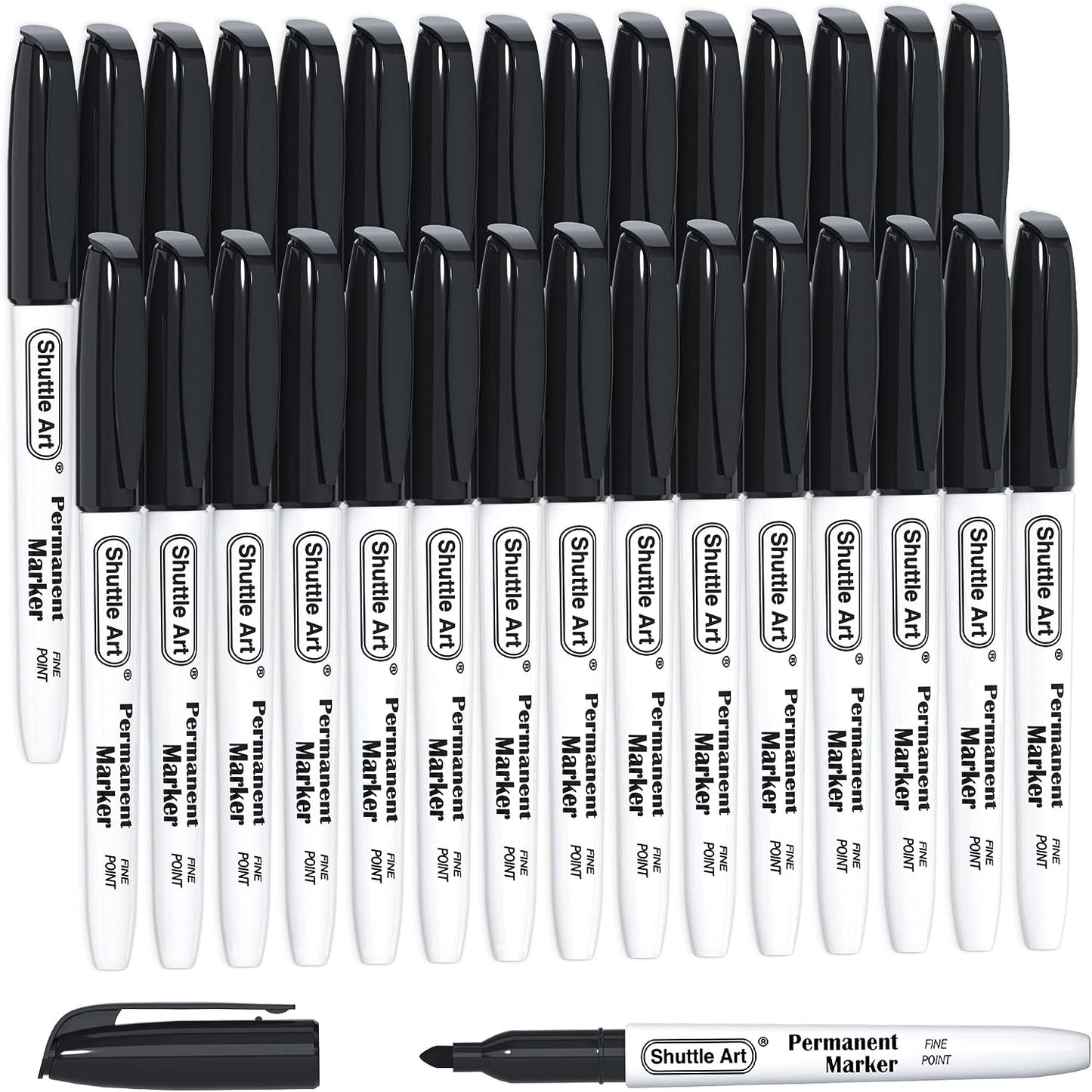 Permanent Markers, 100 Pack Black Permanent Marker Set,Fine Point, Works on Plastic,Wood,Stone,Metal and Glass for Doodling, Marking