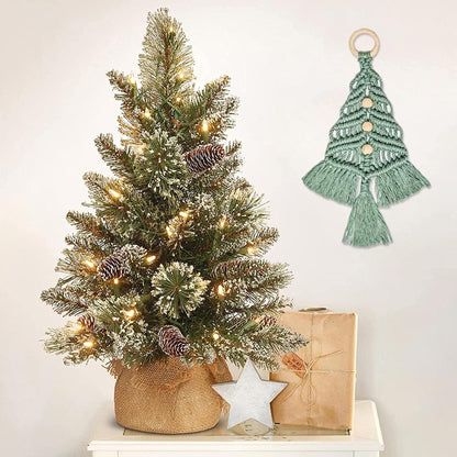 3PCS Christmas Tree Macrame Kit, Christmas Macrame Woven Tree DIY Kit, Woven Macrame Christmas Trees DIY Wall Hangings, Macrame Kits for Adults