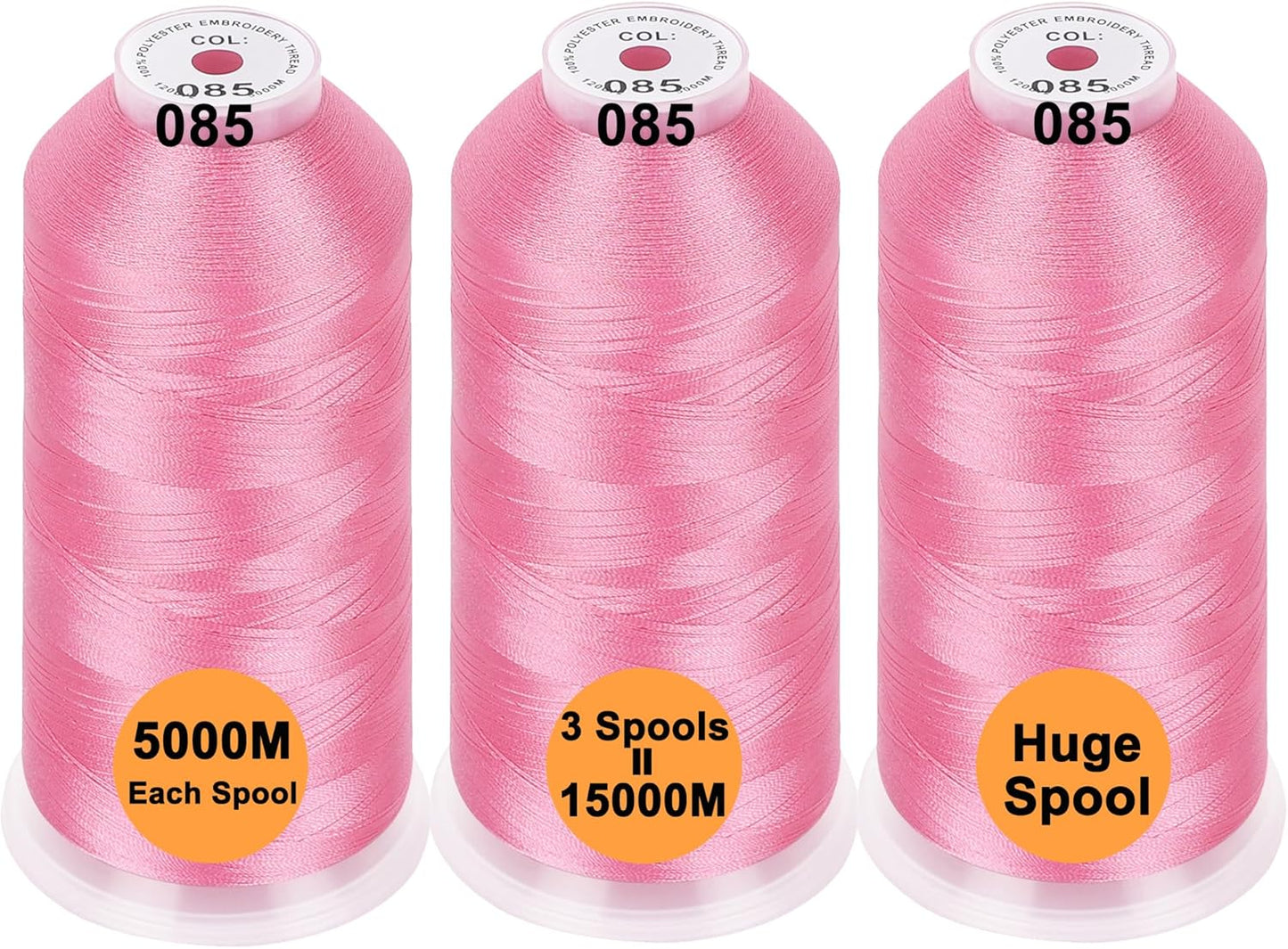 Polyester Embroidery Machine Thread Assorted Color Packs - 40 Options - 5000M Spool - for All Embroidery Machines