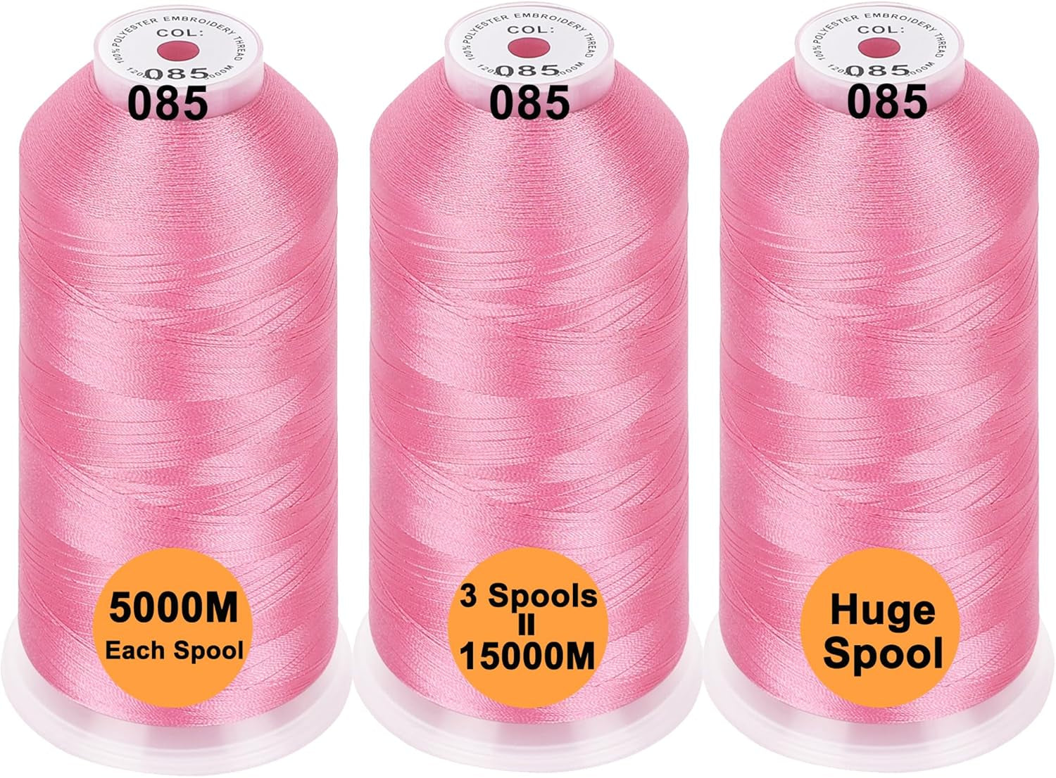 Polyester Embroidery Machine Thread Assorted Color Packs - 40 Options - 5000M Spool - for All Embroidery Machines