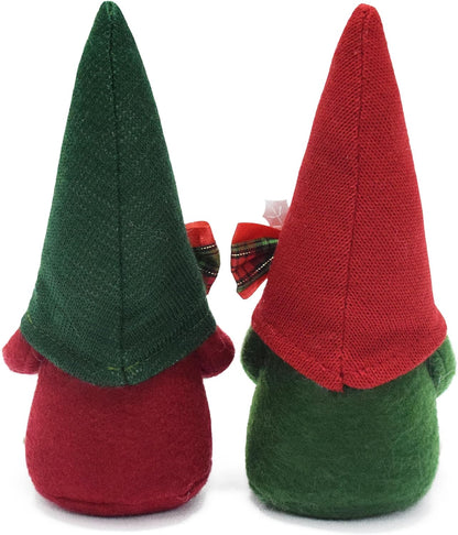 Christmas Gnomes Plush with Gingerbread,Handmade Xmas Tomte Swedish Nordic Red Green Gnomes Figurine Classical Navidad Elf Gifts Noel Ornaments for Home Office Decor