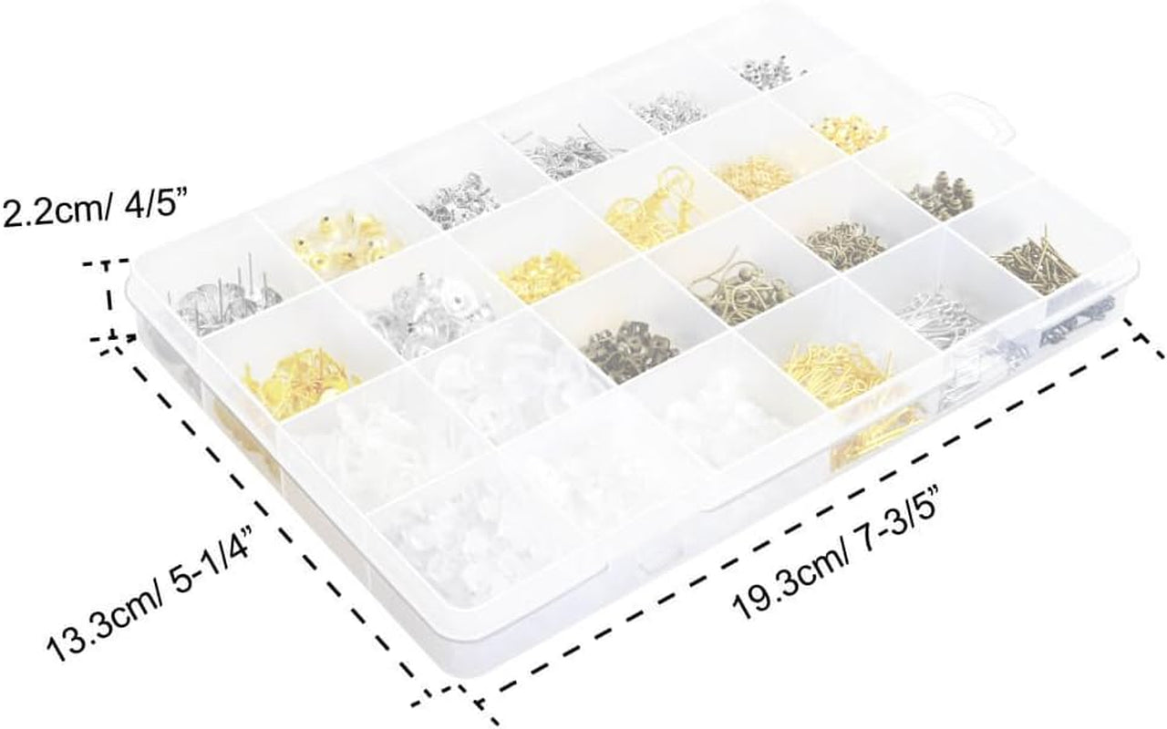 2400Pcs Earring Making Supplies Kit with 24 Style Earring Hooks, Earring Backs, Earrings Posts and Earring Making Findings for Adult