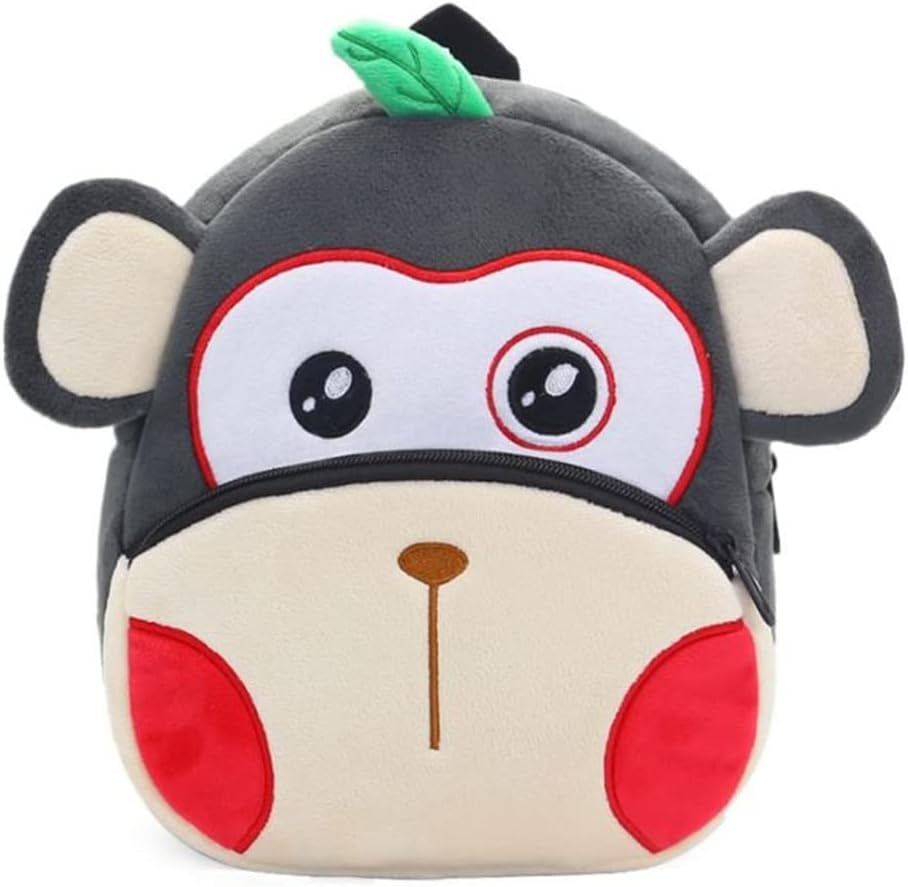 Toddler Backpack for Boys and Girls, Cute Soft Plush Animal Cartoon Mini Backpack Little for Kids 2-6 Years (Monkey)