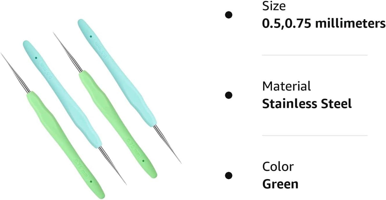 4 Pieces Dreadlock Crochet Hooks Tool 0.5Mm 0.75Mm Dreadlock Crochet Needle Tools for Braid Hair Weaving Locs Craft