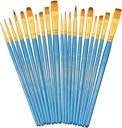 20Pcs Bulk Artist Painting Brush Set for Acrylic Watercolor Gouache Hobby Craft Face Rock Painting