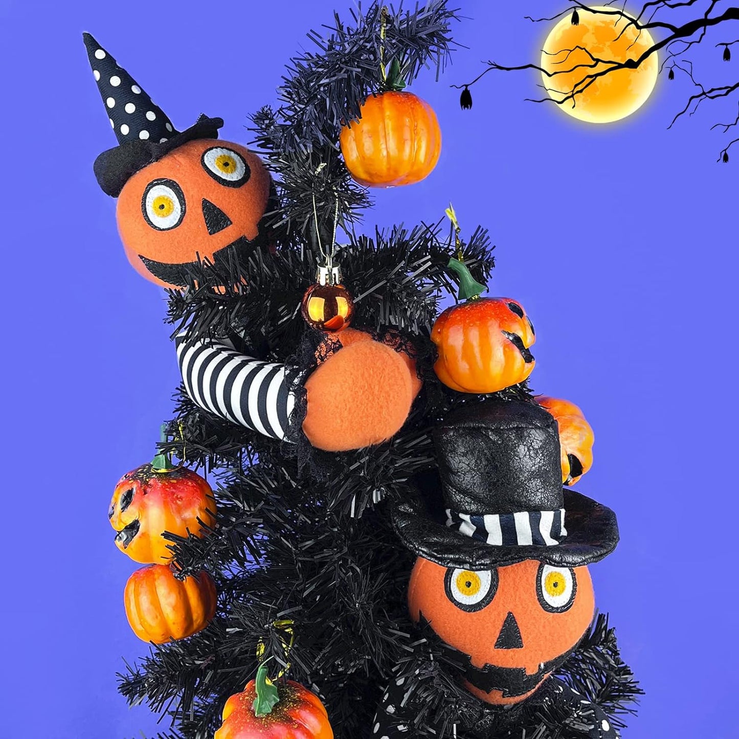 2 Pack Halloween Curtain Buckle Doll Pumpkin Curtain Tieback Hold Back Fastener for Window Home Hotel Room Decoration (Orange and Black)