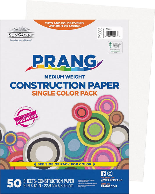 Prang (Formerly ) Construction Paper, White, 9" X 12", 50 Sheets