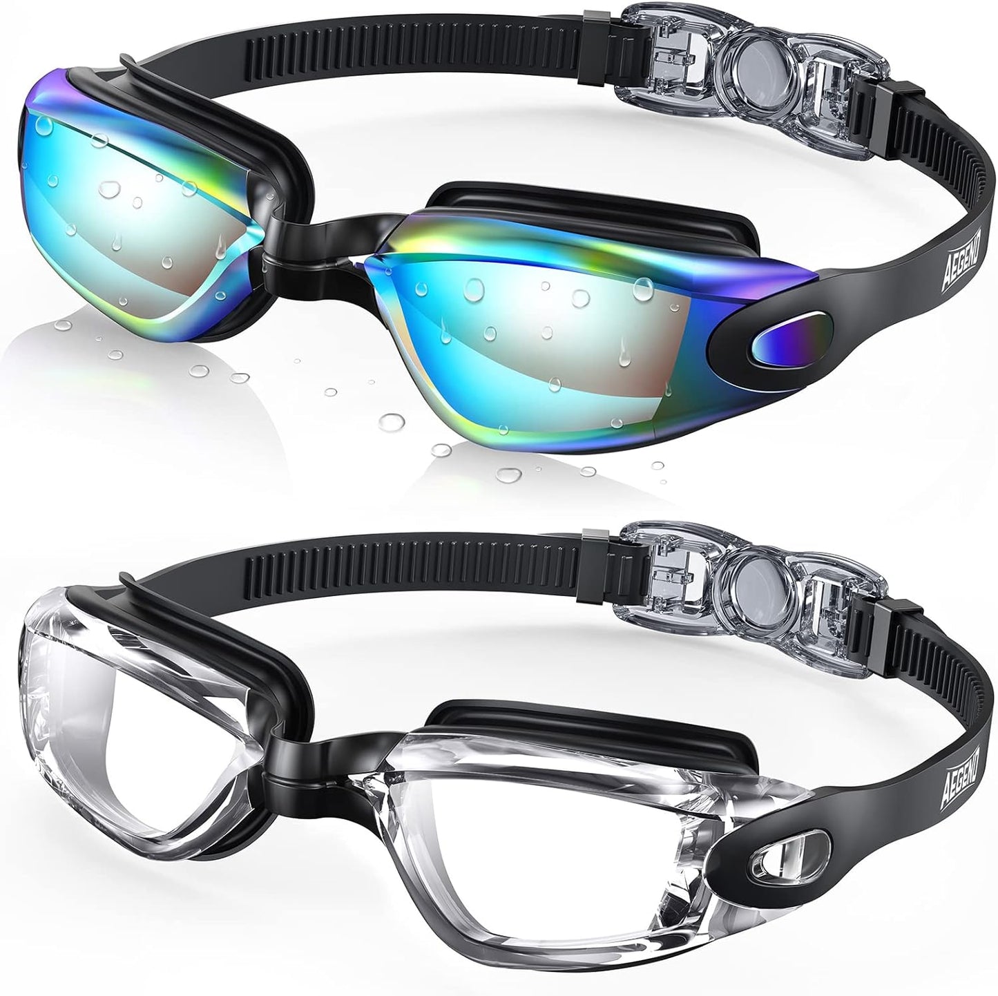 Swim Goggles, 2 Pack Swimming Goggles No Leaking Adult Men Women Youth