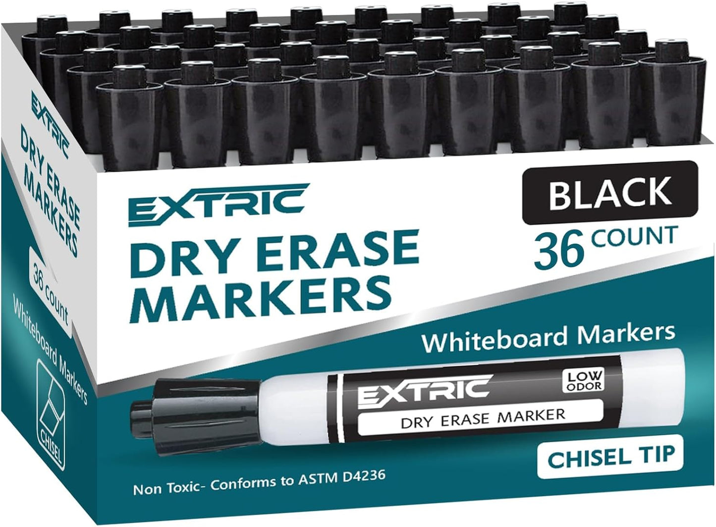 Dry Erase Markers, 12 Count Chisel Tip White Board Markers (Black Classroom Pack)