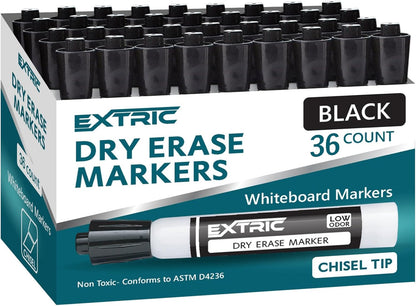 Dry Erase Markers, 12 Count Chisel Tip White Board Markers (Black Classroom Pack)