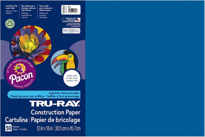 ® Construction Paper, 50% Recycled, 12" X 18", Blue, Pack of 50