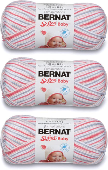 Softee Baby White Yarn - 3 Pack of 141G/5Oz - Acrylic - 3 DK (Light) - 362 Yards - Knitting/Crochet