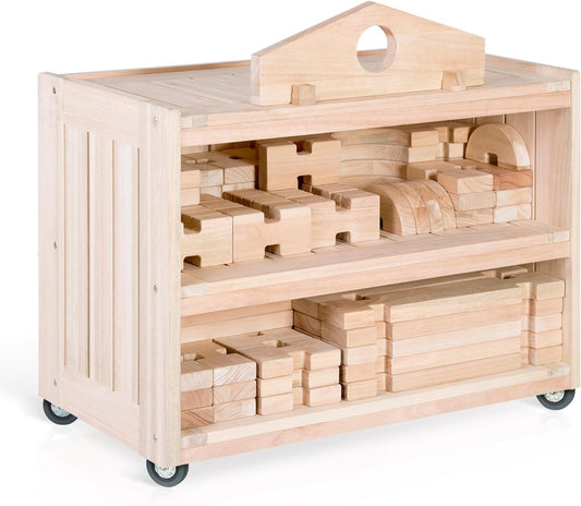 Notch Blocks Storage Cart: Kids Toys, Books Storage & Organizer with Casters, Preschool and Playroom Furniture