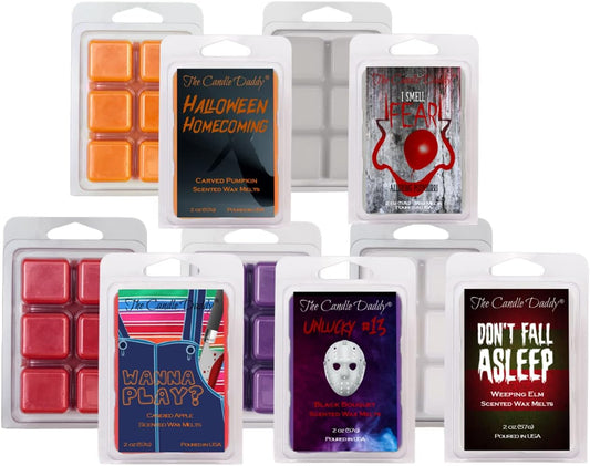 Halloween Horror Movie 5 Pack - 5 Amazingly Spooky Wax Melts - 30 Total Cubes - 10 Total Ounces - Fun Scary Gift October Fall Autumn