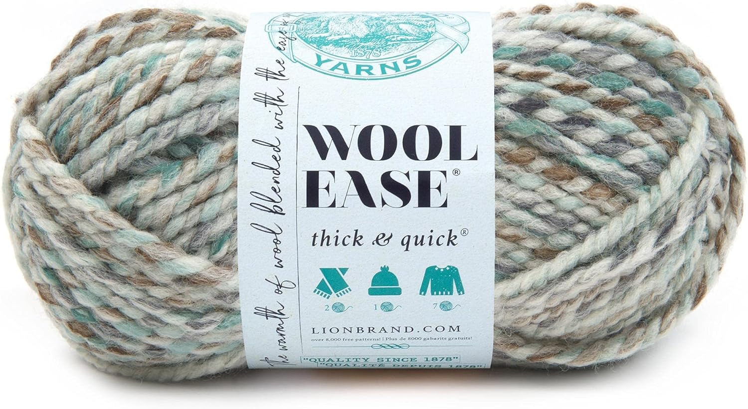 Wool-Ease Thick & Quick Yarn, Soft and Bulky Yarn for Knitting, Crocheting, and Crafting, 1 Skein, Fossil