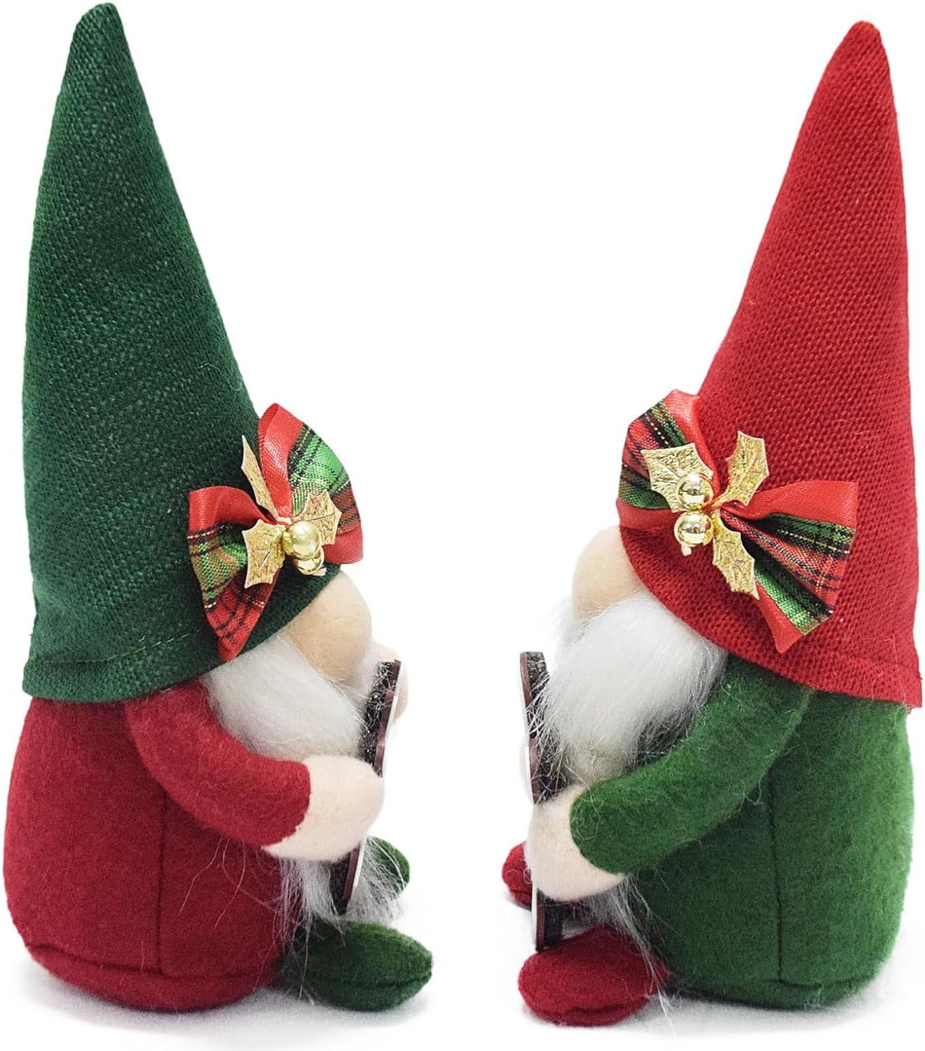 Christmas Gnomes Plush with Gingerbread,Handmade Xmas Tomte Swedish Nordic Red Green Gnomes Figurine Classical Navidad Elf Gifts Noel Ornaments for Home Office Decor