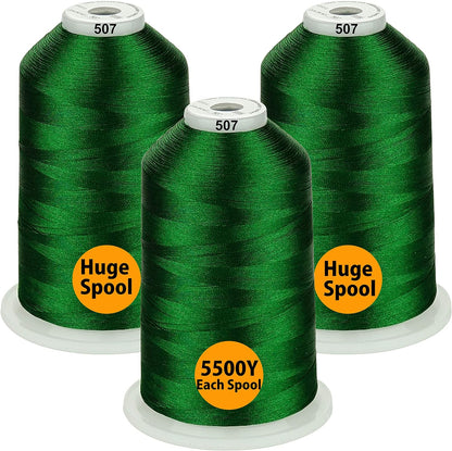 - 33 Selections - Various Assorted Color Packs of Polyester Embroidery Machine Thread Huge Spool 5500Y for All Purpose Sewing Embroidery Machines - #900 Black