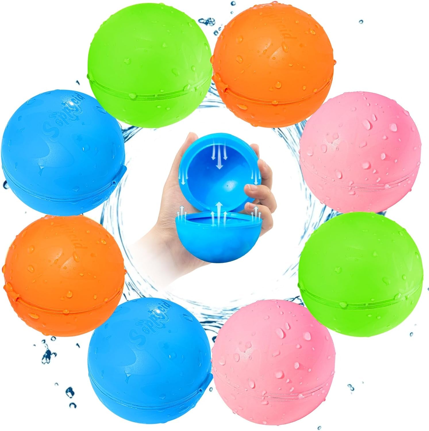 SOPPYCID Reusable Magnetic Water Balloons, 12 Pack Refillable Water Bombs Self Sealing Quick Fill, Latex-Free Silicone Outdoor Toys for Kids Adults Summer Fun Pool Beach Water Toys Birthday Gifts