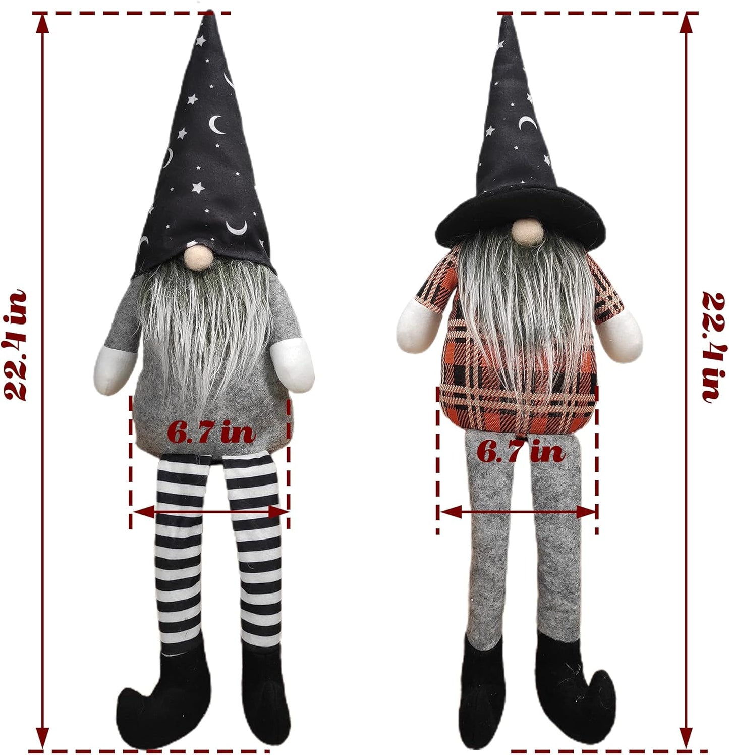 2 Pack 22.4 Inch Halloween Gnomes Plush Mr and Mrs Scandinavian Swedish Tomte Doll Handmade Elf Gnome Faceless Doll for Halloween Indoor Home Kitchen Table Ornaments