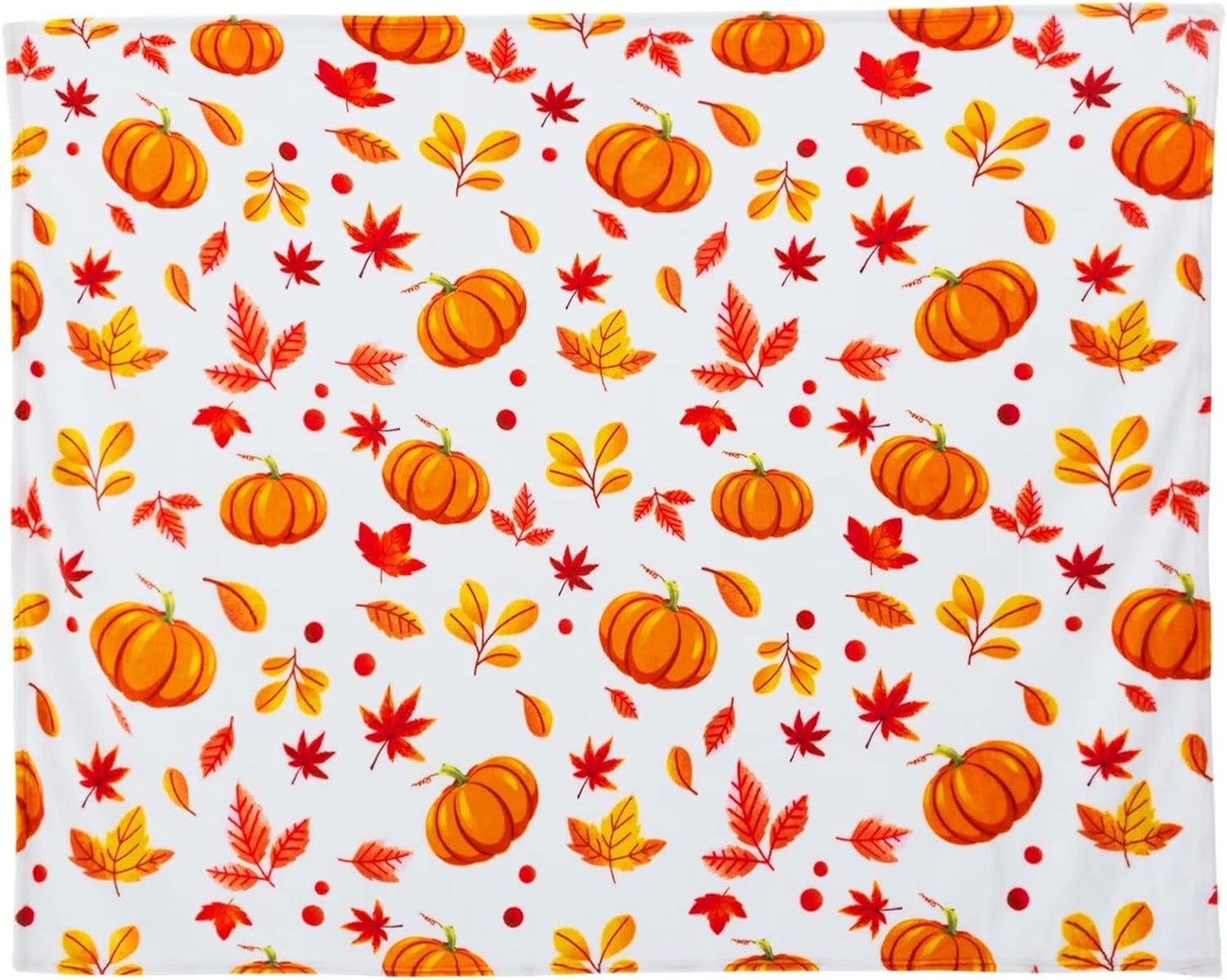 Fall Throw Blanket, Halloween Pumpkin Autumn Plush Fall Decor Fleece Fuzzy Picnic Throw Blanket for Couch Sofa Chairs, Cute Holiday Orange Leaf Blankets and Throws for Home (50" X 60")