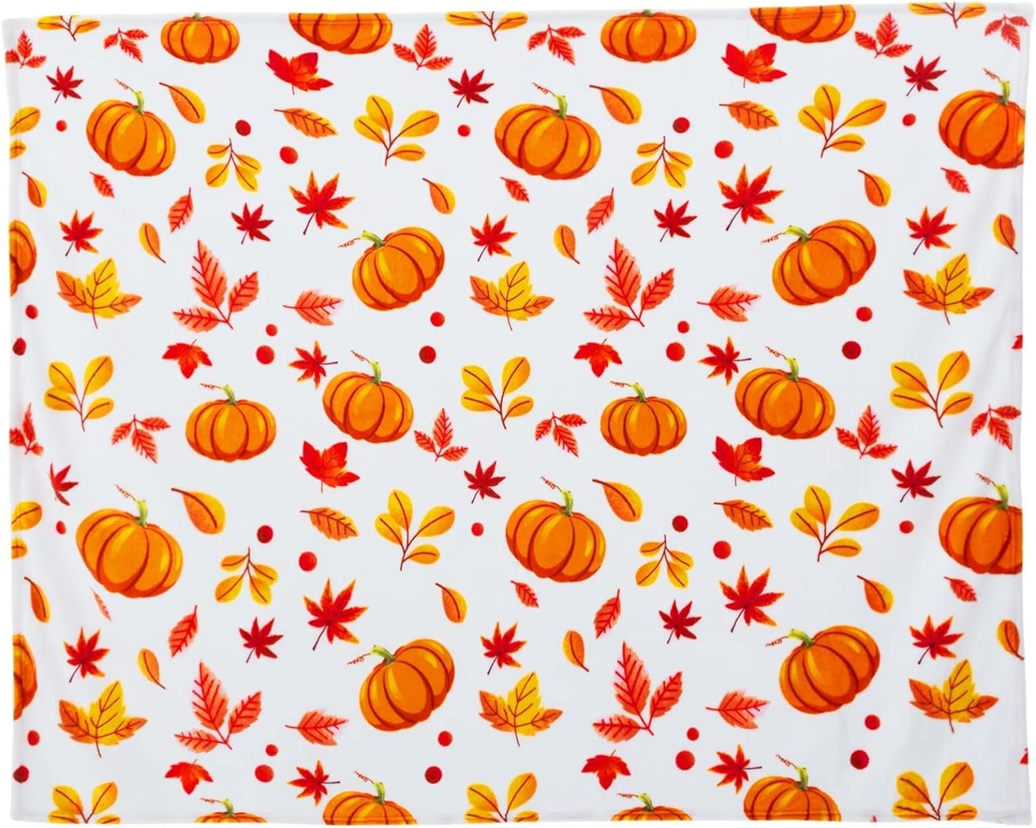 Fall Throw Blanket, Halloween Pumpkin Autumn Plush Fall Decor Fleece Fuzzy Picnic Throw Blanket for Couch Sofa Chairs, Cute Holiday Orange Leaf Blankets and Throws for Home (50" X 60")