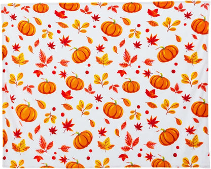 Fall Throw Blanket, Halloween Pumpkin Autumn Plush Fall Decor Fleece Fuzzy Picnic Throw Blanket for Couch Sofa Chairs, Cute Holiday Orange Leaf Blankets and Throws for Home (50" X 60")