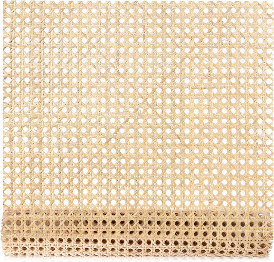 Cane Rattan Webbing Roll, 3.28Ft X 15.8Inch Woven Open Rattan Mesh Natural Rattan Webbing for Caning Projects Star Anise Wide Rattan for DIY Crafts Cabinet Chair Furniture