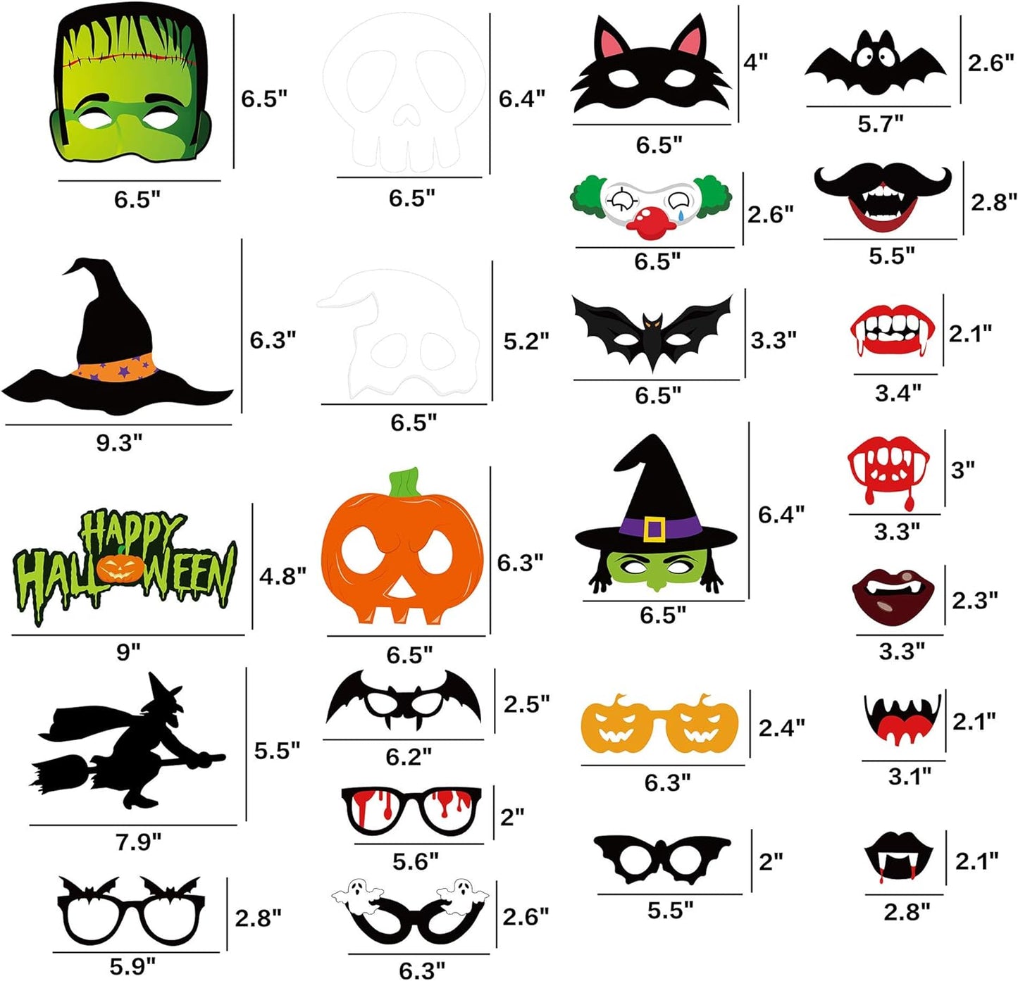 62PCS Halloween Party Decorations Set - Hallowmas Photo Booth Props Banner Balloons Pom Poms Hanging Swirls Spider Pumpkin Ornaments Supplies