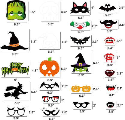 62PCS Halloween Party Decorations Set - Hallowmas Photo Booth Props Banner Balloons Pom Poms Hanging Swirls Spider Pumpkin Ornaments Supplies