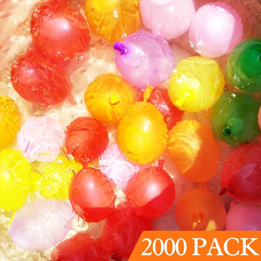 2000 Pack Water Balloons with Refill Kits, Latex Water Bomb Balloons Fight Games - Summer Fun for Kids & Adults