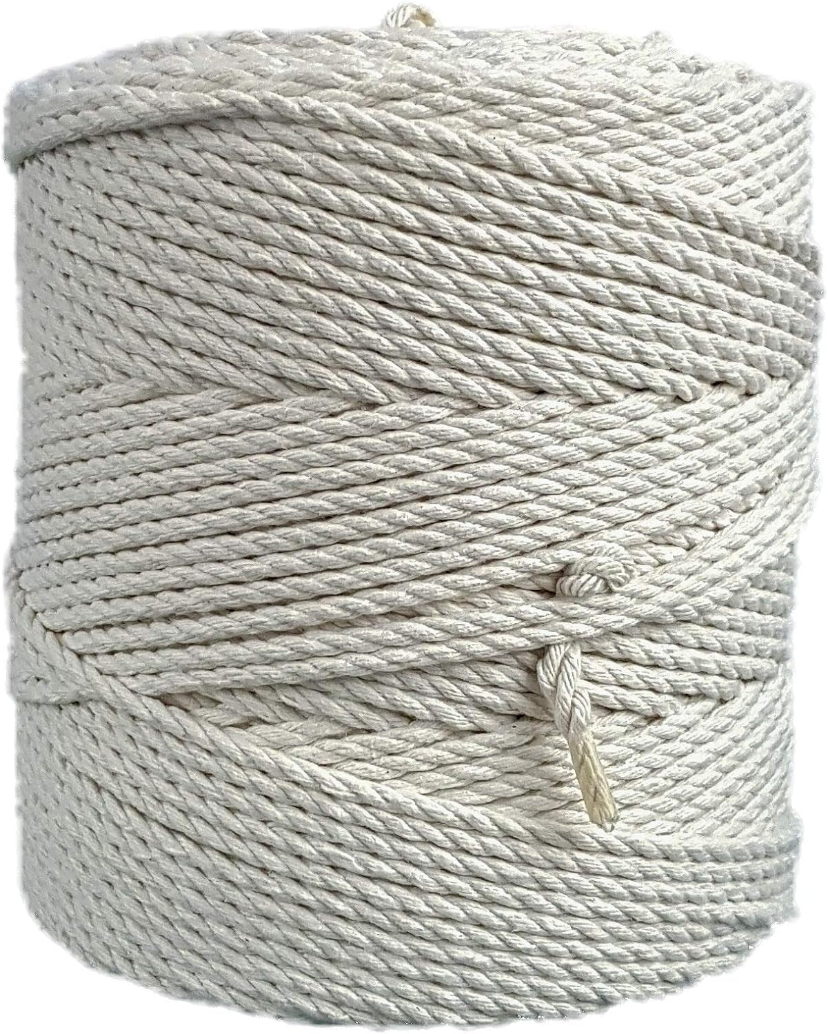 Macrame Cord 4 Mm * 284 Yd (853 Feet) - 3PLY Cotton Rope for Macrame Dream Catcher, Wall Hanging, Plant Hanger, Gift Wrapping and Wedding Decorations