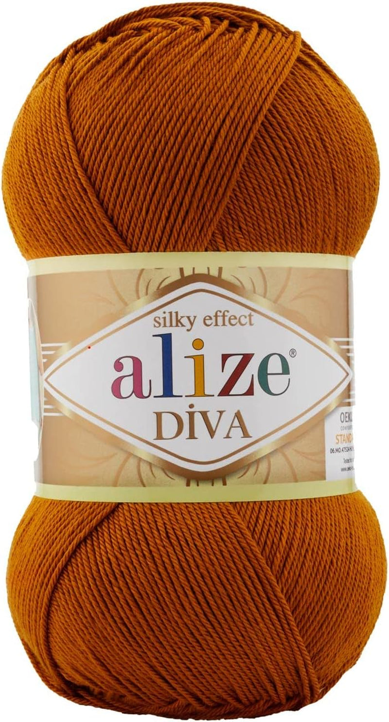 Diva Silk Effect 100% Microfiber Acrylic Yarn 1 Ball Skeins 100Gr 383Yds Color (361 - Navy)