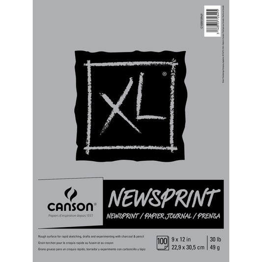 XL Series Newsprint Pad, Tape Binding, 100 Sheet, 9x12 inch, 1 Count
