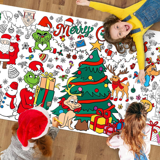 Christmas Giant Coloring Poster/Tablecloth-Christmas Crafts for Kids-30 X 72 Inches Jumbo Paper Coloring Banner Kids Gifts Activities Toys Party Decorations (Christmas Style1)