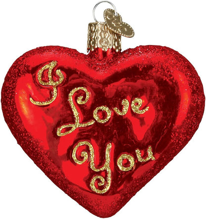 Ornaments I Love You Heart Glass Blown Ornaments for Christmas Tree