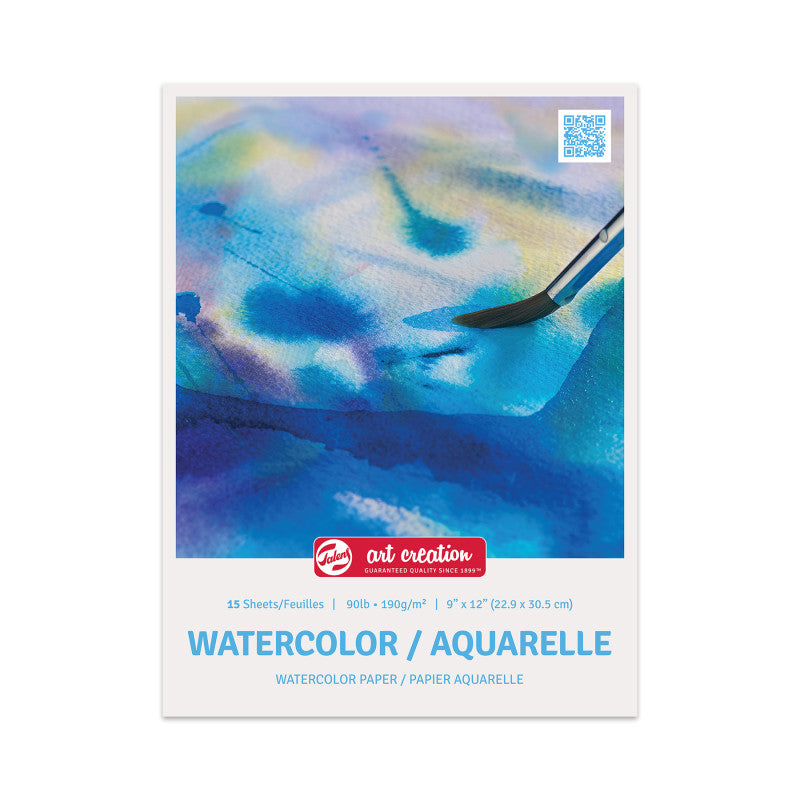 Watercolor Paper Pad, 90lbs, 9" x 12", 15 Sheets
