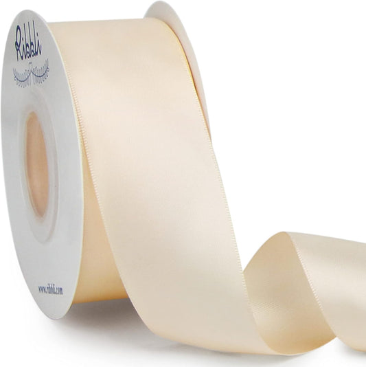 Cream Double Faced Satin Ribbon,1-1/2” X Continuous 25 Yards,Use for Bows Bouquet,Gift Wrapping,Wedding,Floral Arrangement