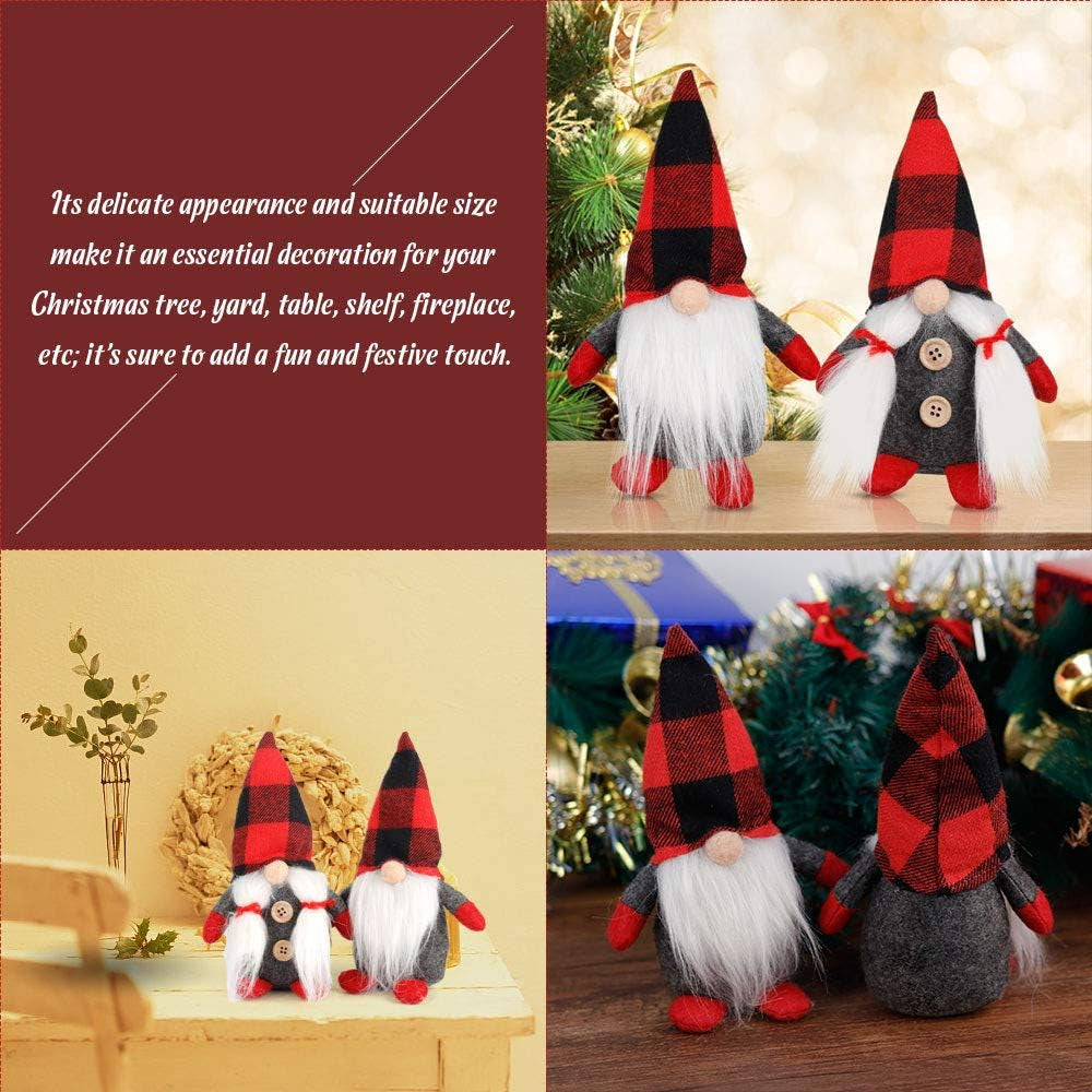 Mr and Mrs Christmas Gnomes Plush Set of 2, Handmade Swedish Tomte Santa Scandinavian Figurine Nordic Plush Elf Doll Gnome Ornaments Gnomes Christmas Decorations Home Decor 7.5 Inch