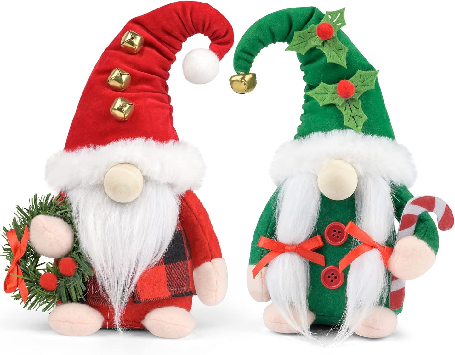 Christmas Gnomes Plush, 2 Pack Handmade Elf Santa Tomte Swedish Gnome Scandinavian Figurine Nordic Gnomes Plush Christmas Elf Doll Christmas Decoration Ornaments for Home Decor Gift