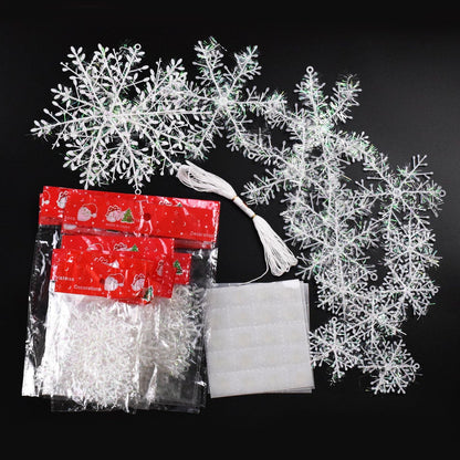 63 Pieces 4 Sizes White Christmas Snowflake Decorations Snowflake Ornaments Garland, 8 Meters White Strings and 60 Pieces round Double Side Tape for Home Christmas Holiday Party Decorations