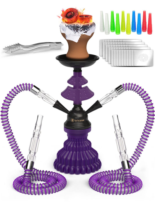 Hookah Purple Complete Set   Hookah Set 2 Hose Hookah – LilOne 12” Mini Hookah