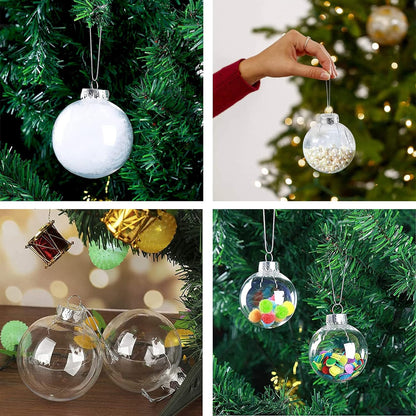 15 Pcs DIY Clear Fillable Christmas Ornaments, 2.36Inch Transparent Shatterproof Plastic Christmas Decorative Balls for Christmas, Halloween, Birthday, Wedding Decor, DIY Crafts Decorations (60 Mm)