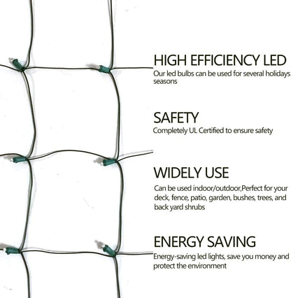 Halloween Lights Outdoor,100Led 5Ftx5Ft Orange Halloween Net Lights with Connectable, Waterproof ,UL Certified and Durable Green Wire Design for Bushes,Shrubs,Halloween Decorations Outdoor(Orange)