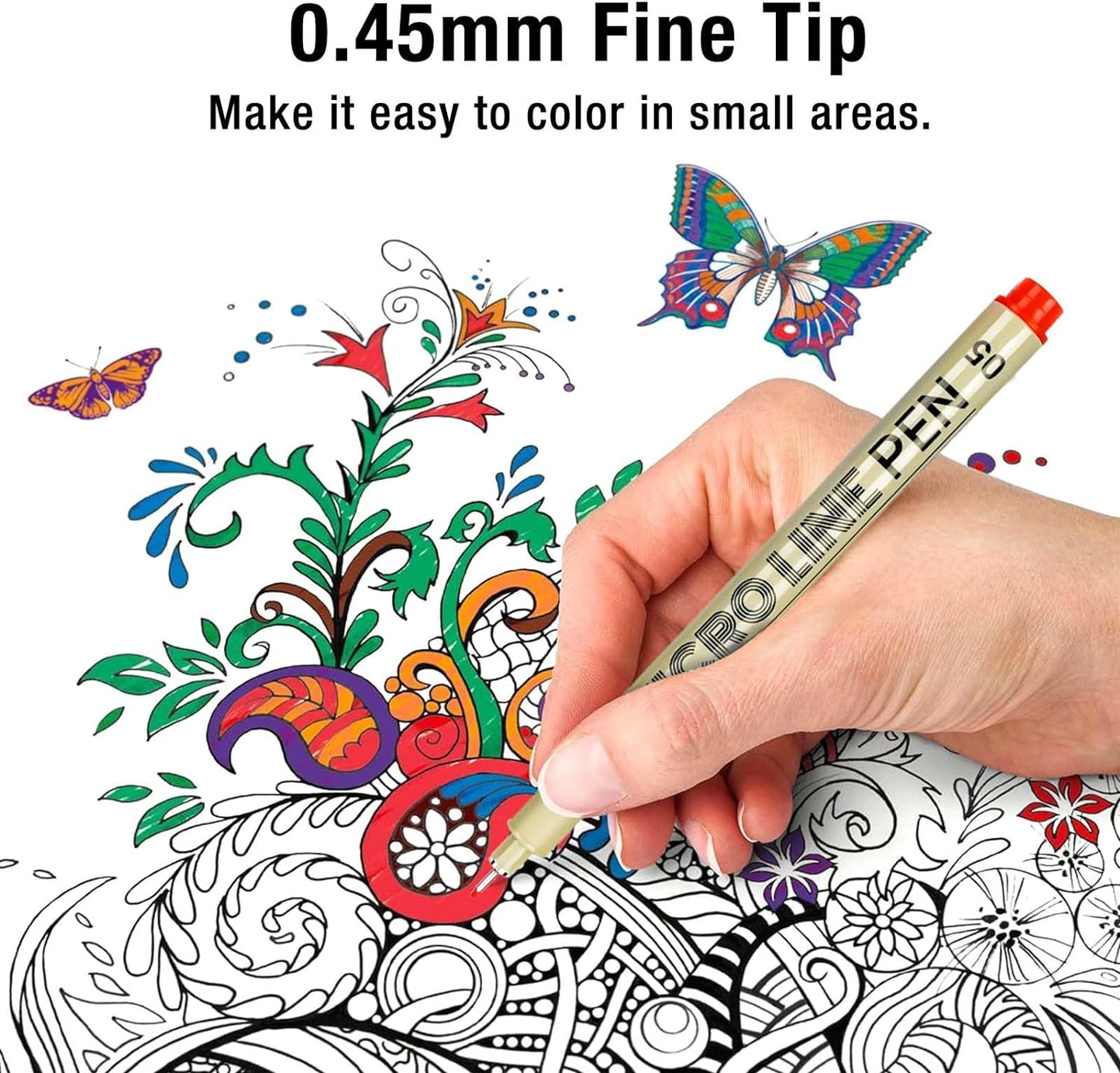 12 Colors 05 Micro Fineliner Drawing Art Pens, Waterproof Archival Ink Pens, 0.45Mm Multiliner Fine Liner Pens for Illustration Technical Sketching Manga Scrapbooking Journaling Zentangle