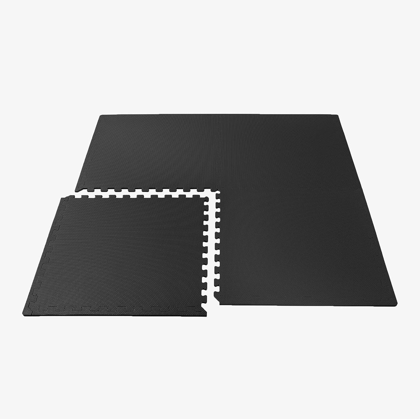 3/8 Inch Thick Multipurpose Exercise Floor Mat with EVA Foam, Interlocking Tiles, Anti-Fatigue for Home or Gym, 24 in X 24