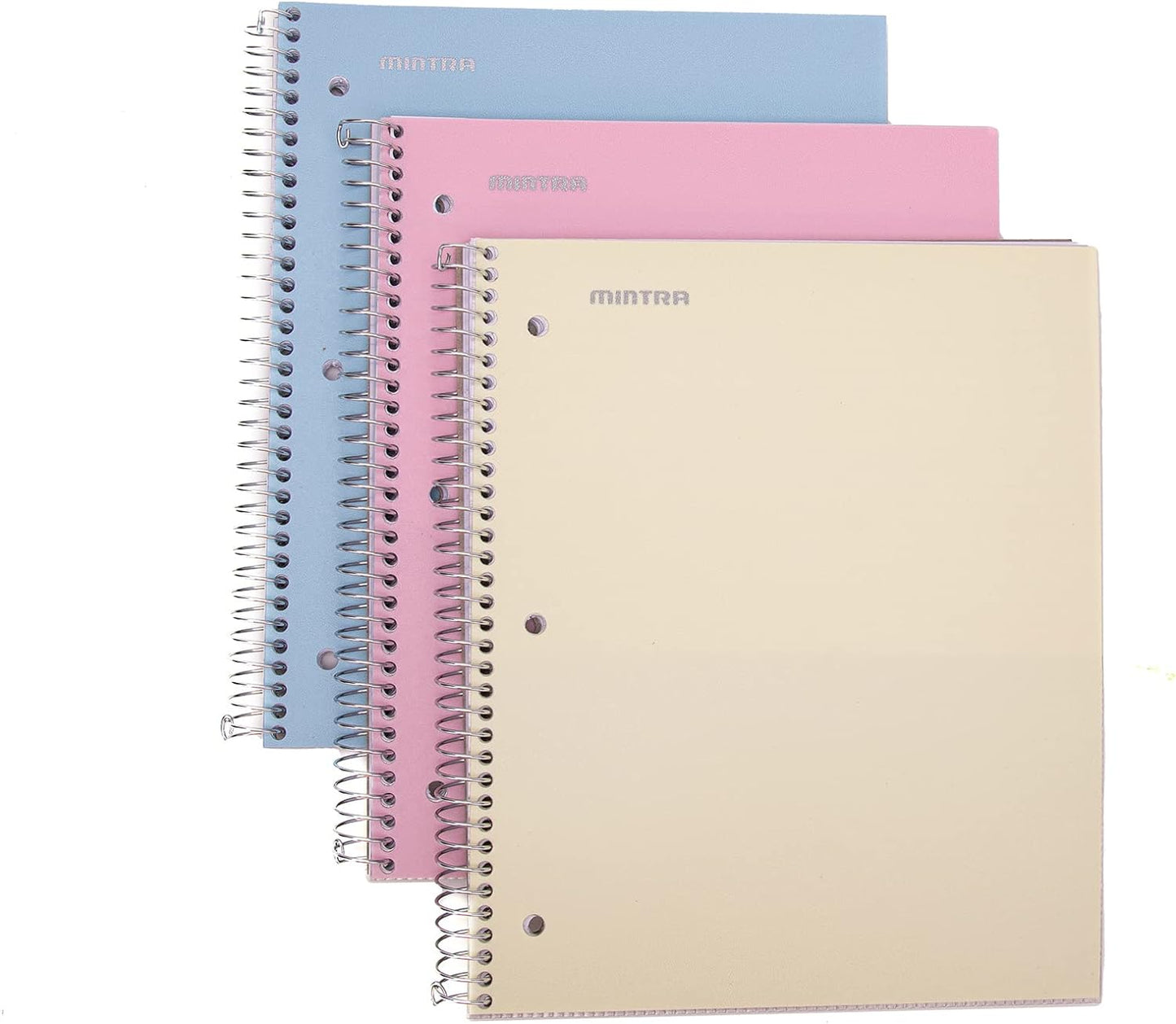 Office Durable Spiral Notebooks, 3 Subject (Ateal, Purple, White, College Ruled 3Pk)